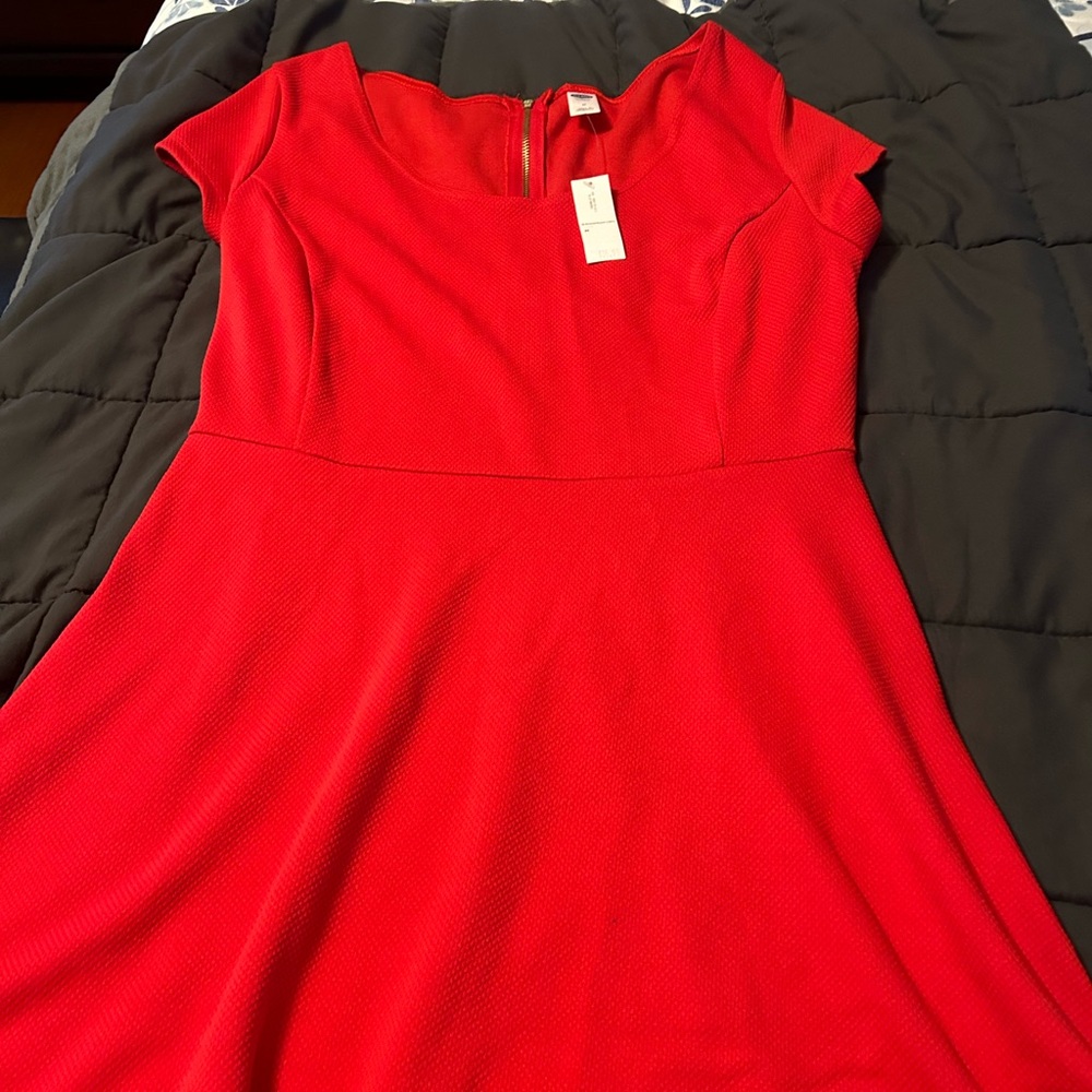 NWT Old Navy Red knee length fit and flare dress with zipper back